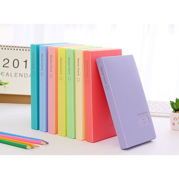 Smiley Face Pattern Portable Business Card Book Card Holder Small Card storage Book Card Sticker Collection Ticket Collection (Yellow) - Image 3