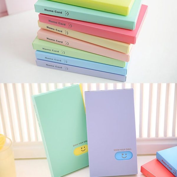 Smiley Face Pattern Portable Business Card Book Card Holder Small Card storage Book Card Sticker Collection Ticket Collection (Yellow) - Image 4