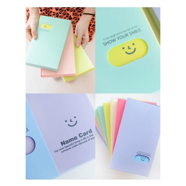 Smiley Face Pattern Portable Business Card Book Card Holder Small Card storage Book Card Sticker Collection Ticket Collection (Yellow) - Image 8