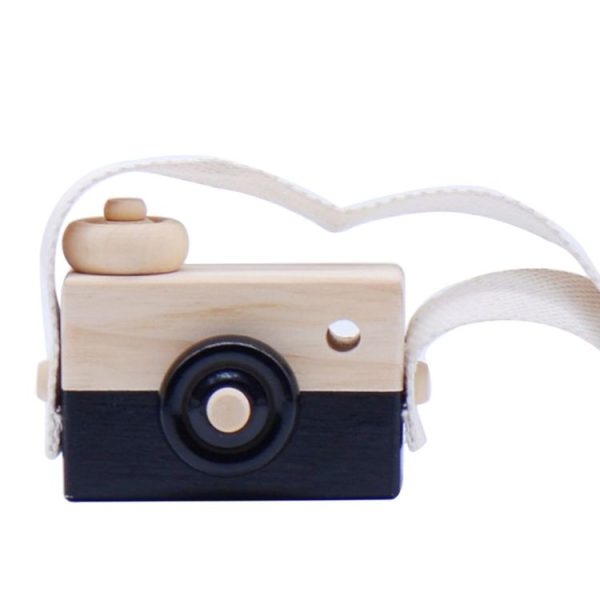 Children Wooden Camera Photography Props Creative Hand Made Toys Photo Props Decorative Ornaments (Black)