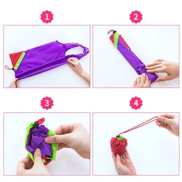 Creative Strawberry Shopping Reusable Folding Reusable Grocery Shopping Bag (Green) - Image 5