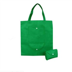 2 PCS Foldable Shopping Bag Reusable Non-woven Shoulder Bags Tote Grocery Bags Pouch, Size: 26x33x10cm (Green)