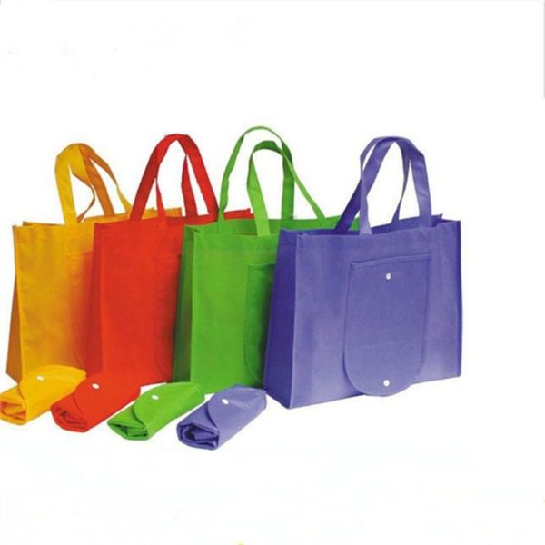 2 PCS Foldable Shopping Bag Reusable Non-woven Shoulder Bags Tote Grocery Bags Pouch, Size: 26x33x10cm (Green) - Image 3