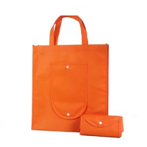 2 PCS Foldable Shopping Bag Reusable Non-woven Shoulder Bags Tote Grocery Bags Pouch, Size: 32x38x10cm (Orange)