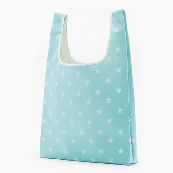 Printing Foldable Shopping Bag Large-Capacity Storage Bags (Dark blue gypsophila) - Image 2