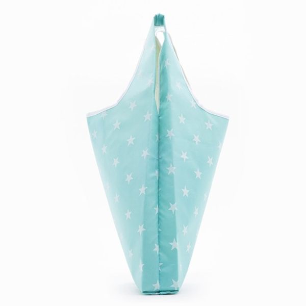 Printing Foldable Shopping Bag Large-Capacity Storage Bags (Dark blue gypsophila) - Image 3