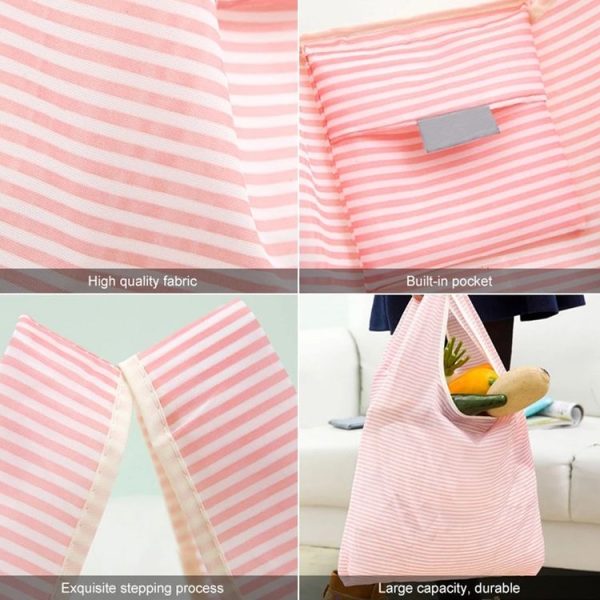 Printing Foldable Shopping Bag Large-Capacity Storage Bags (Dark blue gypsophila) - Image 4