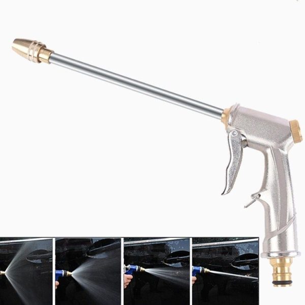 Electroplating Extension Rod Car Wash Water Gun Household Brush Car Gun Garden Watering Gun (Silver)