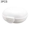 3 PCS Bathroom Dish Plate Case Home Shower Travel Hiking Holder Container Soap Box (white)