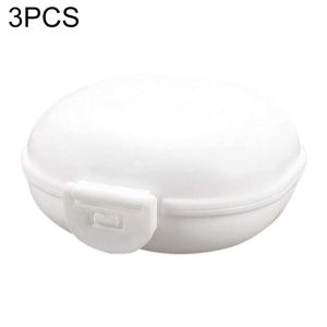 3 PCS Bathroom Dish Plate Case Home Shower Travel Hiking Holder Container Soap Box (white)