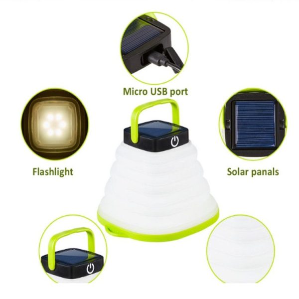 Folding Solar Lamp Outdoor Camping Tent Lamp LED Camping Lamp (Black) - Image 3