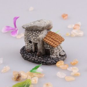 Micro Landscape Potted Bonsai Chinese Stone House Decoration Small Ornaments Color Random Delivery (Section 2 Size: 4.4x3.6 cm)
