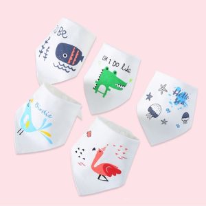 5 PCS Boy Girl Bandana Bib Burp Cloth Animal Pattern Triangle Cotton Baby Bibs (Animals)
