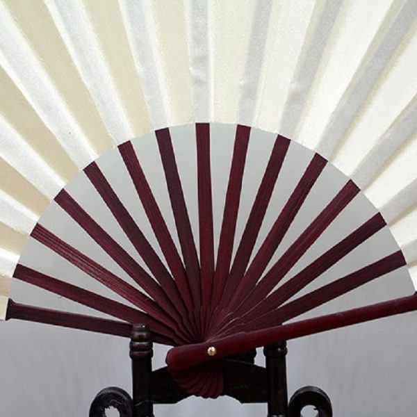 8 inch Pure Color Blank Silk Cloth Folding Fan Chinese Style Calligraphy Painting Fan (Yellow) - Image 3