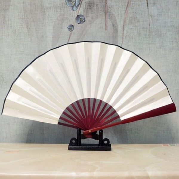 10 inch Pure Color Blank Silk Cloth Folding Fan Chinese Style Calligraphy Painting Fan (White)