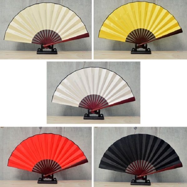 10 inch Pure Color Blank Silk Cloth Folding Fan Chinese Style Calligraphy Painting Fan (White) - Image 6