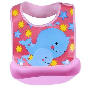 Newborn Waterproof Cartoon Cute Aprons Bib Infant Saliva Towels Baby Bibs (Pink Dolphin)