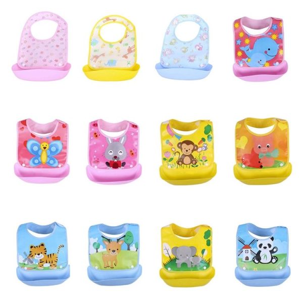 Newborn Waterproof Cartoon Cute Aprons Bib Infant Saliva Towels Baby Bibs (Pink Dolphin) - Image 2