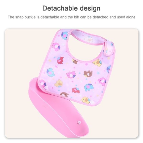 Newborn Waterproof Cartoon Cute Aprons Bib Infant Saliva Towels Baby Bibs (Pink Dolphin) - Image 3