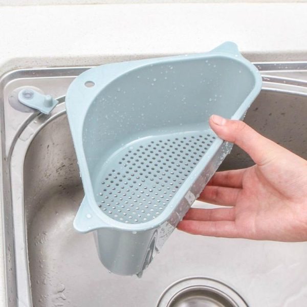 Kitchen Vegetable Rack Household Sink Drain Rack Triangle Storage Hanger Free Punch Tray Hanging Basket (Gray) - Image 6