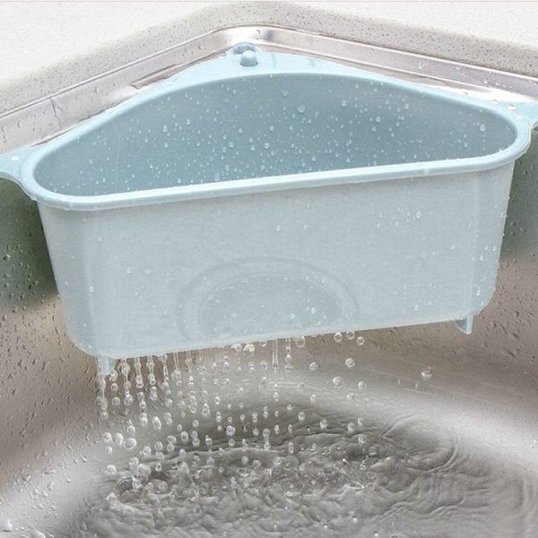 Kitchen Vegetable Rack Household Sink Drain Rack Triangle Storage Hanger Free Punch Tray Hanging Basket (Gray) - Image 7