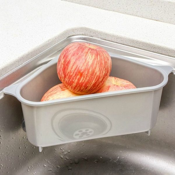 Kitchen Vegetable Rack Household Sink Drain Rack Triangle Storage Hanger Free Punch Tray Hanging Basket (Gray) - Image 8