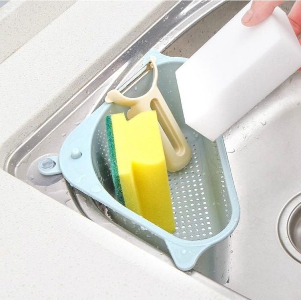 Kitchen Vegetable Rack Household Sink Drain Rack Triangle Storage Hanger Free Punch Tray Hanging Basket (Gray) - Image 9