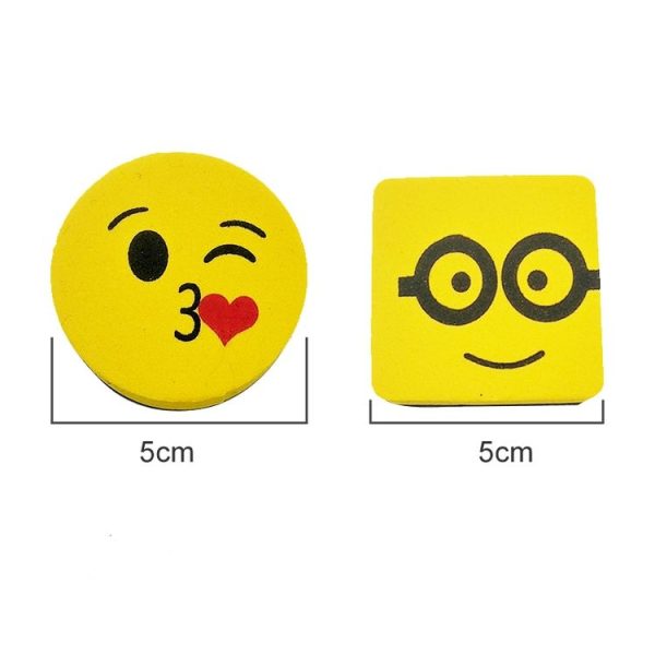 3 PCS Yellow Smile Face Whiteboard Eraser Magnetic Board Erasers Wipe Dry School Blackboard Marker Cleaner 6 Styles Random Color Delivery - Image 3