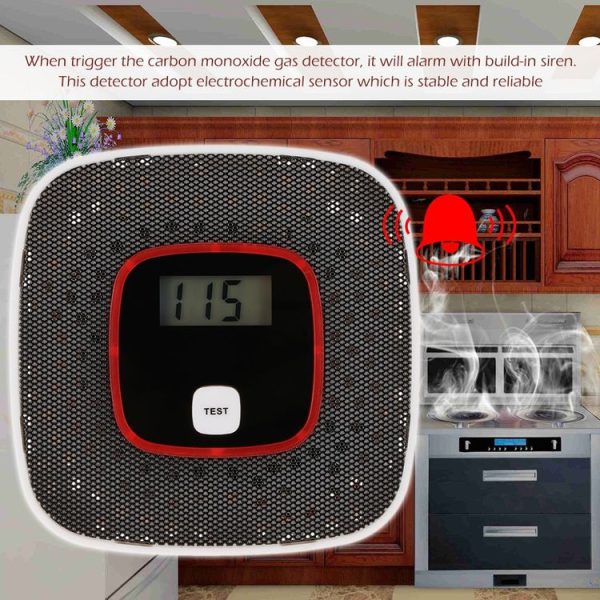 Carbon Monoxide Detector Gas Alarm Sensor Poisoning Gas Tester Human Voice Warning Detector with LCD Display (White) - Image 7