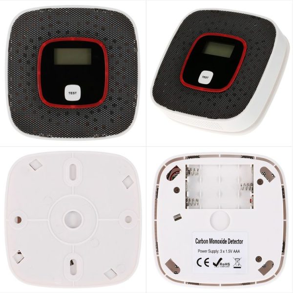 Carbon Monoxide Detector Gas Alarm Sensor Poisoning Gas Tester Human Voice Warning Detector with LCD Display (White) - Image 9