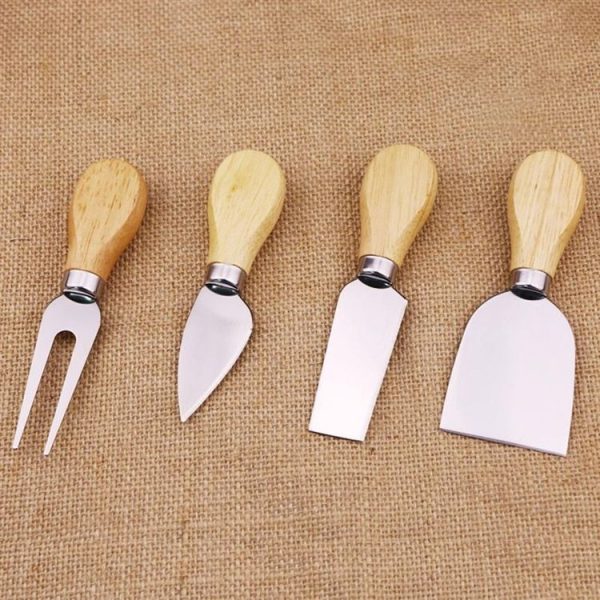 4pcs / Set Stainless Steel Cheese Knife Bamboo Handle Cheese Slicer Wood Handle Cheese Knives Set Cutter - Image 2