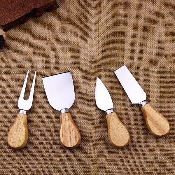 4pcs / Set Stainless Steel Cheese Knife Bamboo Handle Cheese Slicer Wood Handle Cheese Knives Set Cutter - Image 5