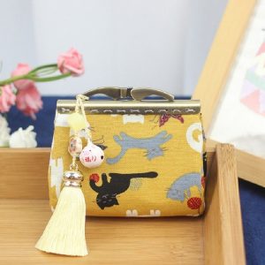 Handmade Cloth and Tuyere Gold Bag Ladies Retro Coin Purse (Yellow)