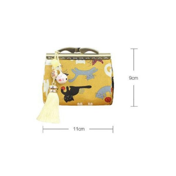 Handmade Cloth and Tuyere Gold Bag Ladies Retro Coin Purse (Yellow) - Image 5