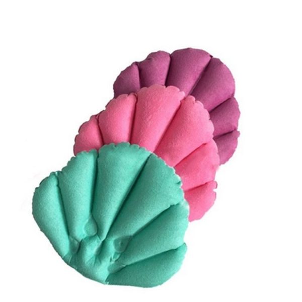 Shell Shaped Soft Bathroom Pillow Home Comfortable Spa Inflatable Bathtub Cushion, Random Color Delivery - Image 3