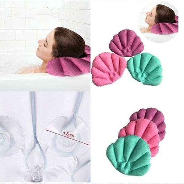 Shell Shaped Soft Bathroom Pillow Home Comfortable Spa Inflatable Bathtub Cushion, Random Color Delivery - Image 7