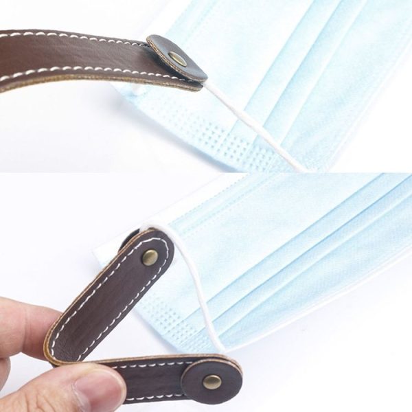 Adjustable Face Mask Ear Band Rope Anti-slip PU Leather Extension Buckle Hood (Random Color Delivery) - Image 6