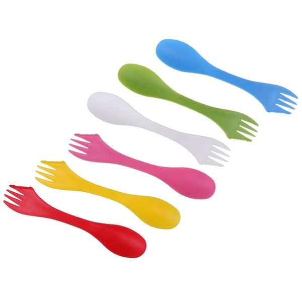 2 Set 3 In 1 Outdoor Camp Tableware Heat Resistant Spoon Fork Knife Camping Hiking Utensils (6pcs=1set) - Image 2