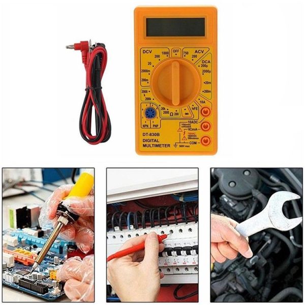 DT-830B Handheld Digital Multimeter Ammeter Voltmeter Digital Display Universal Tester Meter (Yellow) - Image 7