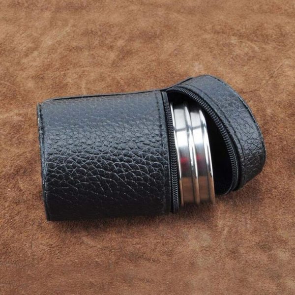 4 in 1 70ml Outdoor Camping Tableware Travel Cups Set Picnic Supplies Stainless Steel Wine Beer Cup Whiskey Mugs PU Leather - Image 4