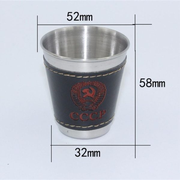 4 in 1 70ml Outdoor Camping Tableware Travel Cups Set Picnic Supplies Stainless Steel Wine Beer Cup Whiskey Mugs PU Leather - Image 6