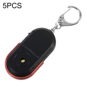 5 PCS Portable Anti-Lost Alarm Key Finder Wireless Whistle Sound LED Light Locator Finder (Red)