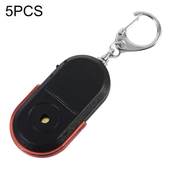 5 PCS Portable Anti-Lost Alarm Key Finder Wireless Whistle Sound LED Light Locator Finder (Red)