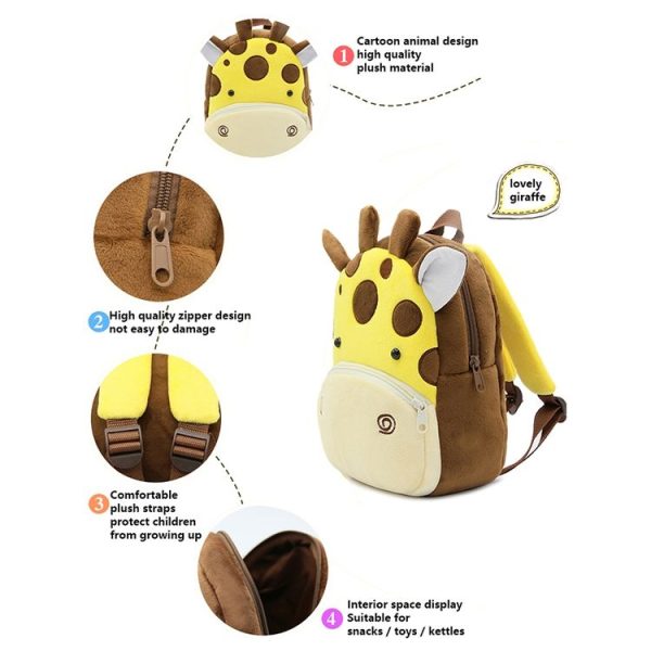 Kids 3D Animal Velvet Backpacks Children Cartoon Kindergarten Toys Gifts School Bags (Bee) - Image 5