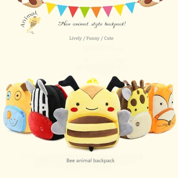 Kids 3D Animal Velvet Backpacks Children Cartoon Kindergarten Toys Gifts School Bags (Bee) - Image 8