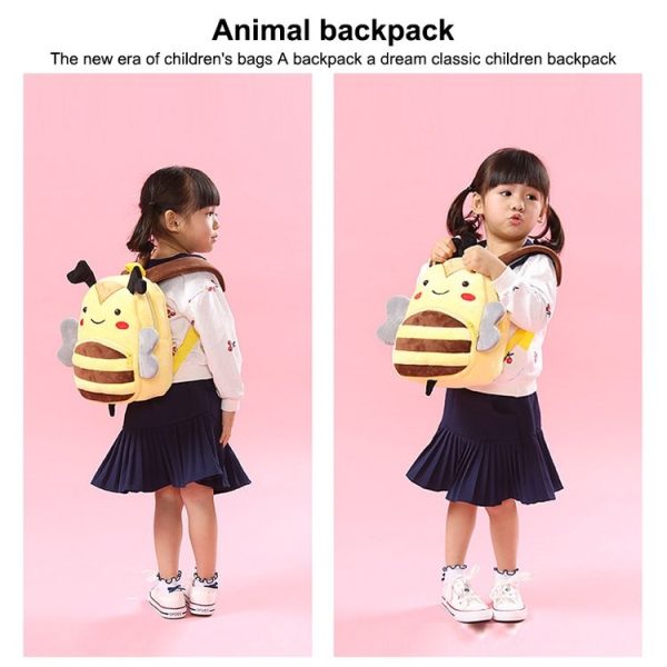 Kids 3D Animal Velvet Backpacks Children Cartoon Kindergarten Toys Gifts School Bags (Bee) - Image 9