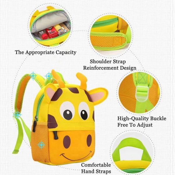 Cute Kid Toddler School Bags Kindergarten Children bag 3D Cartoon Animal Bag (Giraffe) - Image 5
