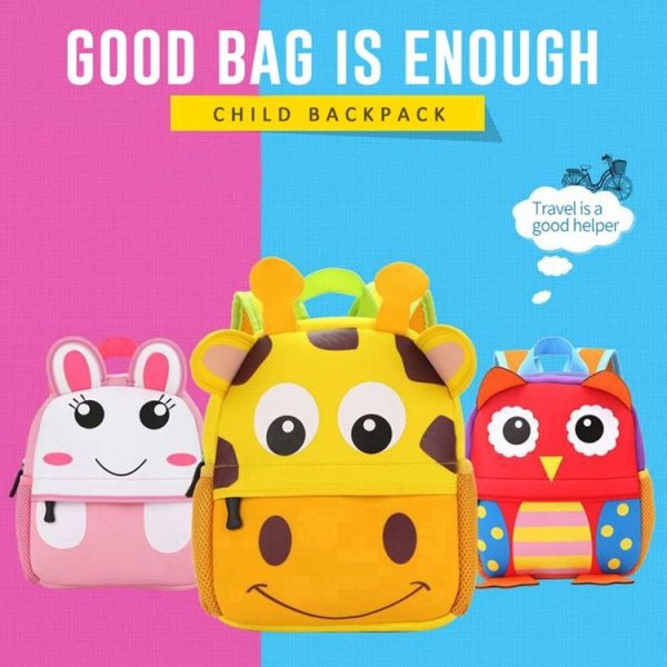 Cute Kid Toddler School Bags Kindergarten Children bag 3D Cartoon Animal Bag (Giraffe) - Image 7