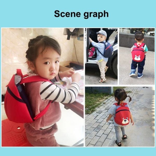 Children Anti-lost Backpack Toddler Cartoon School Bag (Red) - Image 10