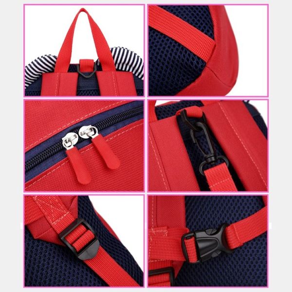 Children Anti-lost Backpack Toddler Cartoon School Bag (Red) - Image 5
